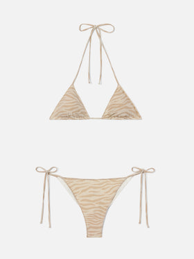 Leah Marielle Overlock with zebra print lurex bikini