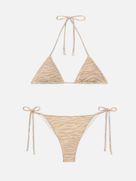 Bikini Leah Marielle Overlock in lurex con stampa zebrata