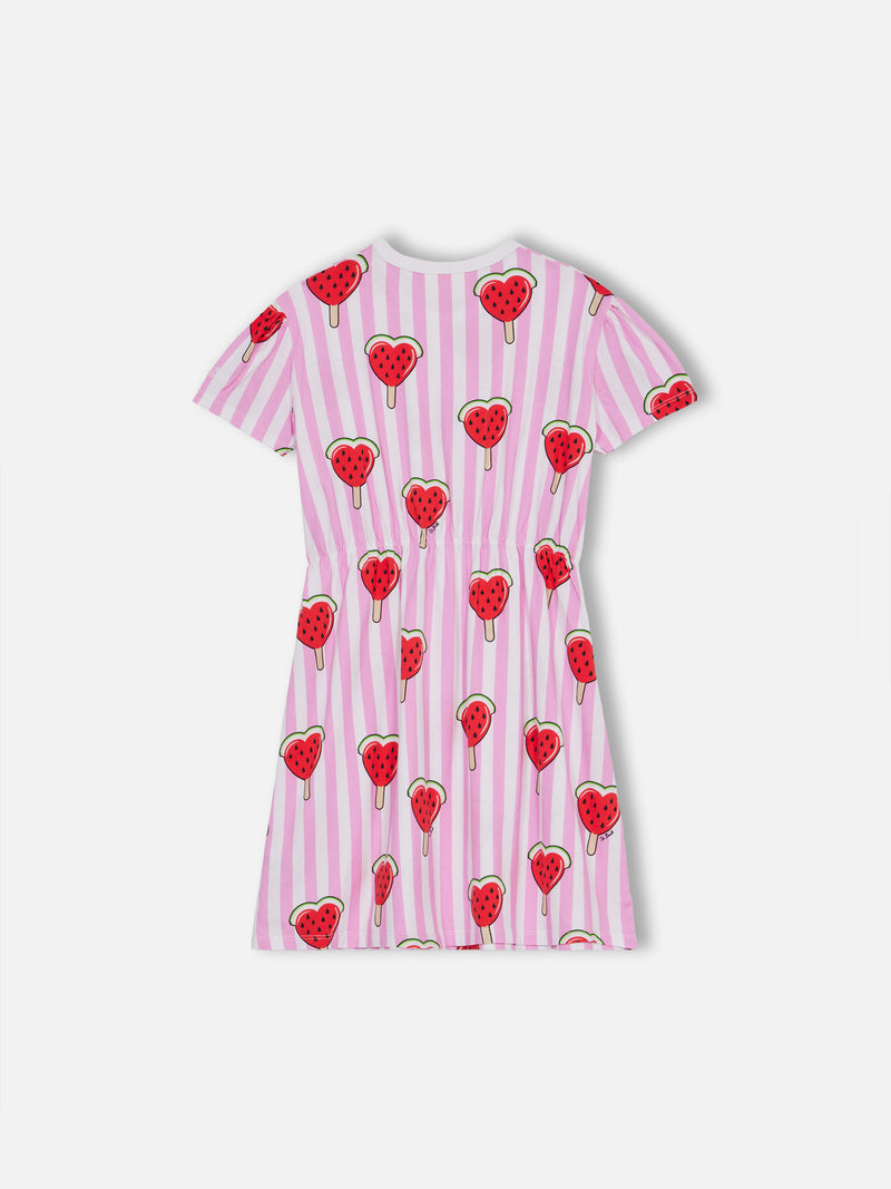 Mädchenkleid aus Baumwolljersey „Leila“ mit Herz-Wassermelonen-Print