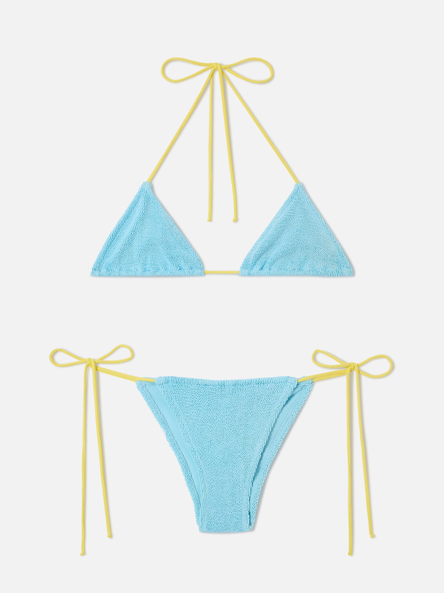 Bikini Leontine de crinkle azul claro con ribetes | Special Edition 