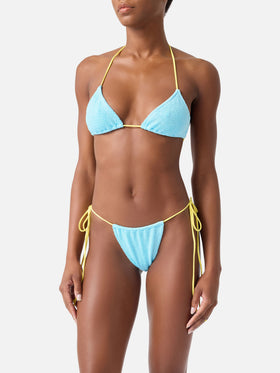 Bikini Leontine de crinkle azul claro con ribetes | Special Edition 
