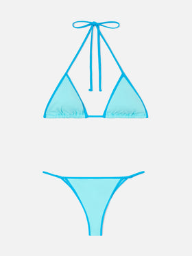 Bikini Lezzy String verde agua con ribetes contrast 