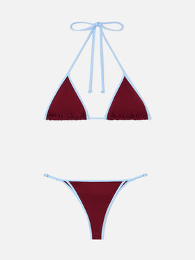 Lezzy String burgundy bikini with contrast trims