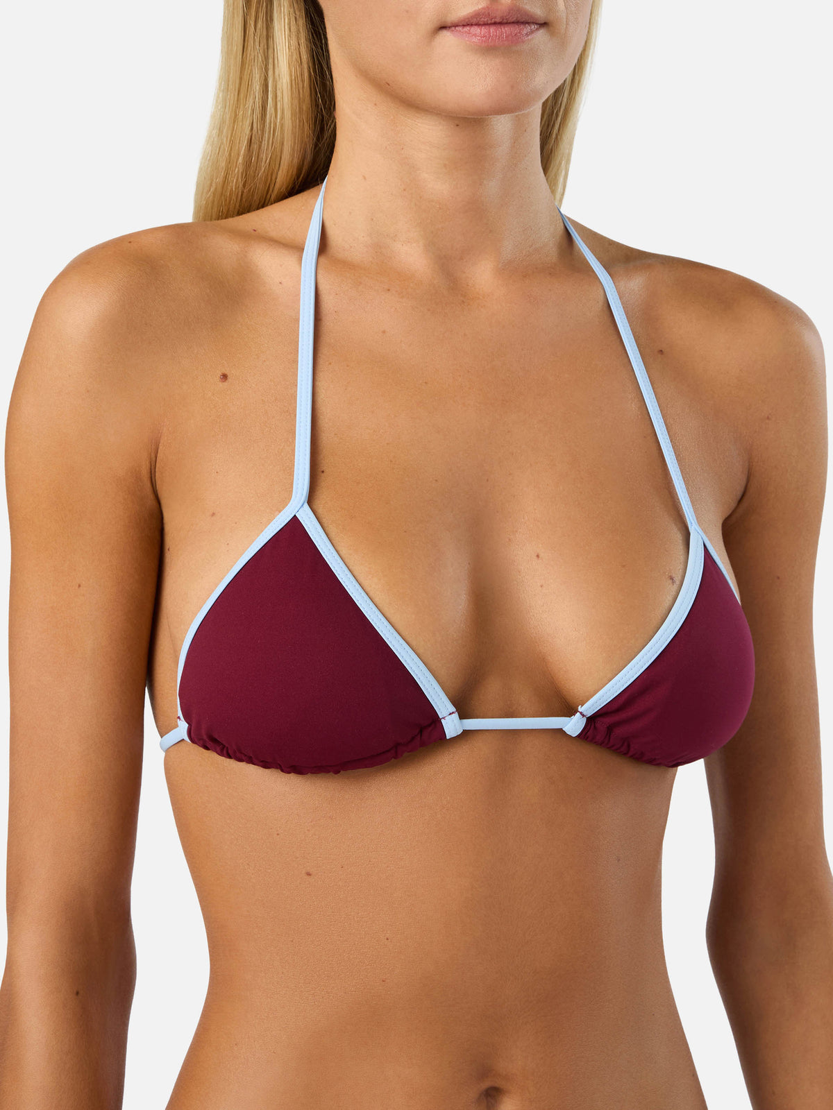 Lezzy String burgundy bikini with contrast trims