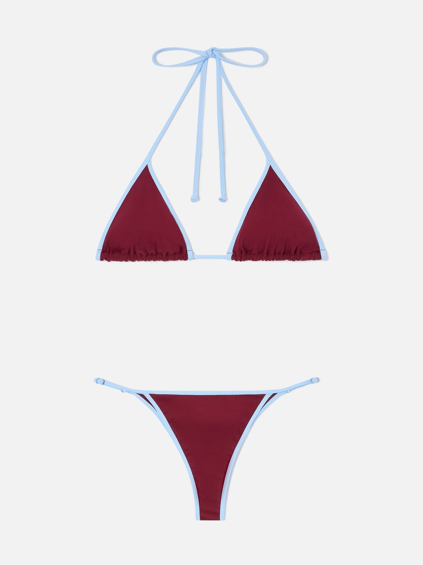 Bikini Lezzy String bordeaux con bordi a contrasto