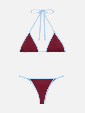 Bikini Lezzy String bordeaux con bordi a contrasto