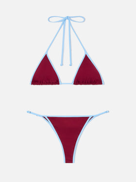 Bikini Lezzy String bordeaux con bordi a contrasto