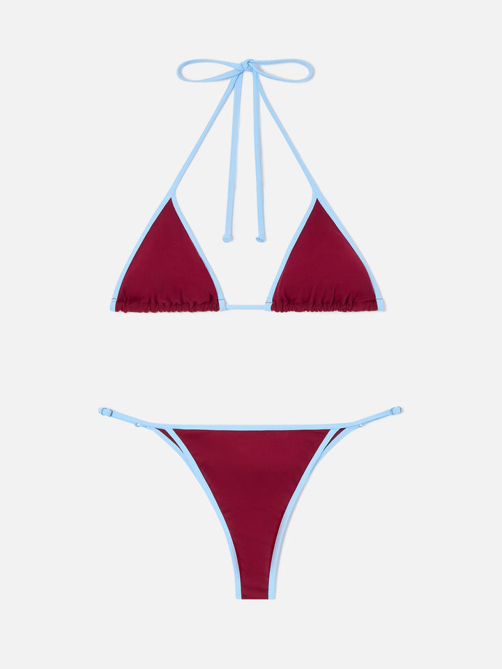 Bikini bordeaux Lezzy String avec finitions contrast 