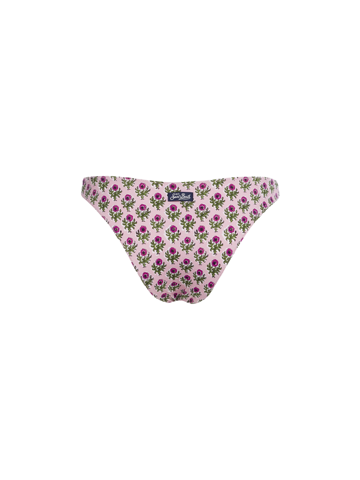 Woman pink flower classic swim briefs Lido - MC2 Saint Barth