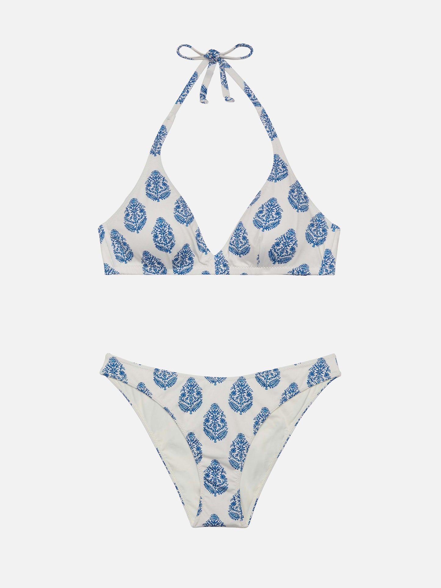 Bikini triangolo fisso Gaia Lido con slip classico e stampa paisley