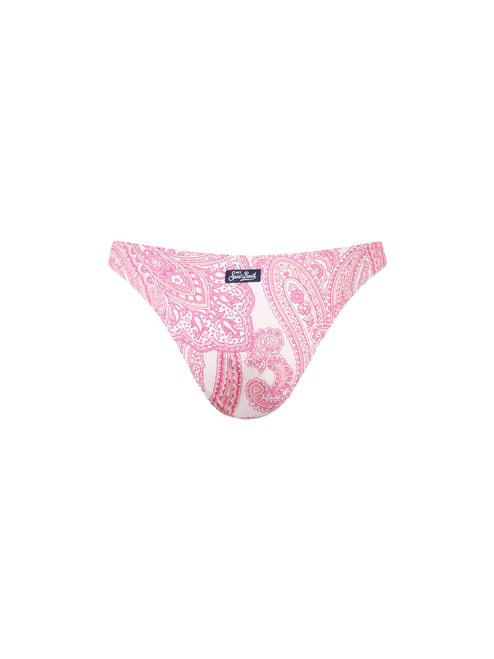 Woman pink paisley classic swim briefs Lido - MC2 Saint Barth