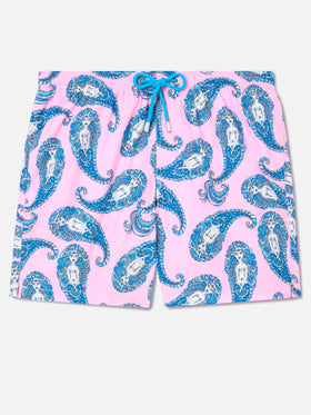 Lighting swim shorts with paisley print