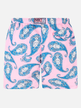 Man lightweight fabric swim-shorts Lighting with paisley print