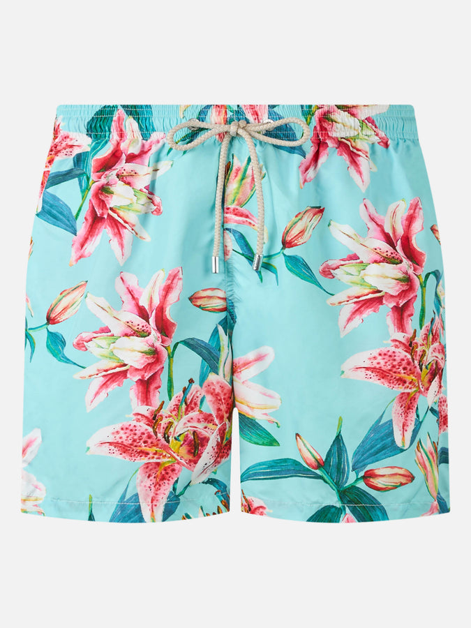 Mc2 Saint Barth Man lightweight fabric swim-shorts Lighting with tropical flowers print