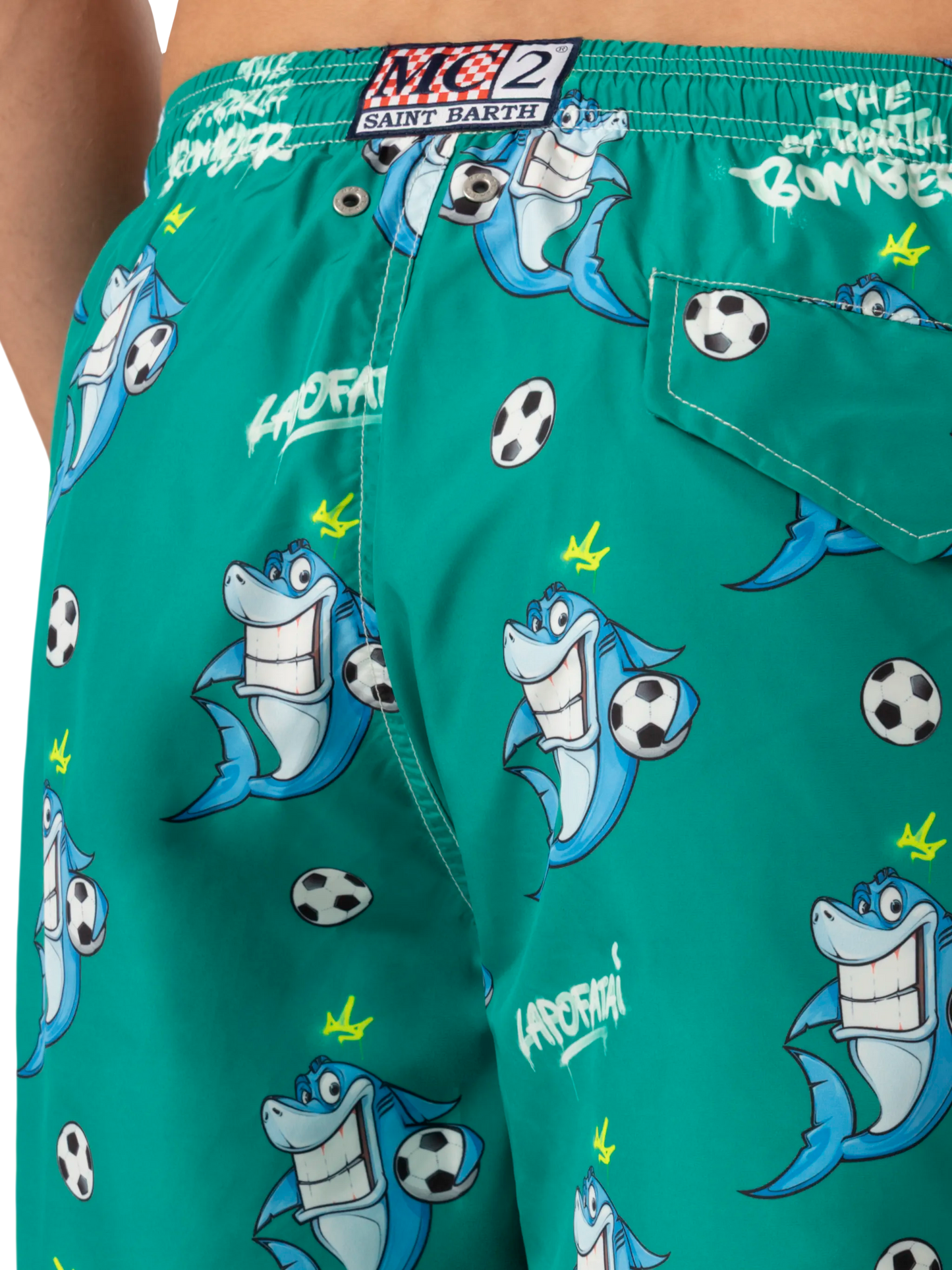 Lightweight fabric swim-shorts Lighting with shark print | CRYPTOPUPPETS SPECIAL EDITION - MC2 Saint Barth