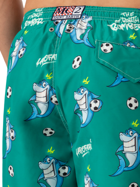 Lightweight fabric swim-shorts Lighting with shark print | CRYPTOPUPPETS SPECIAL EDITION - MC2 Saint Barth