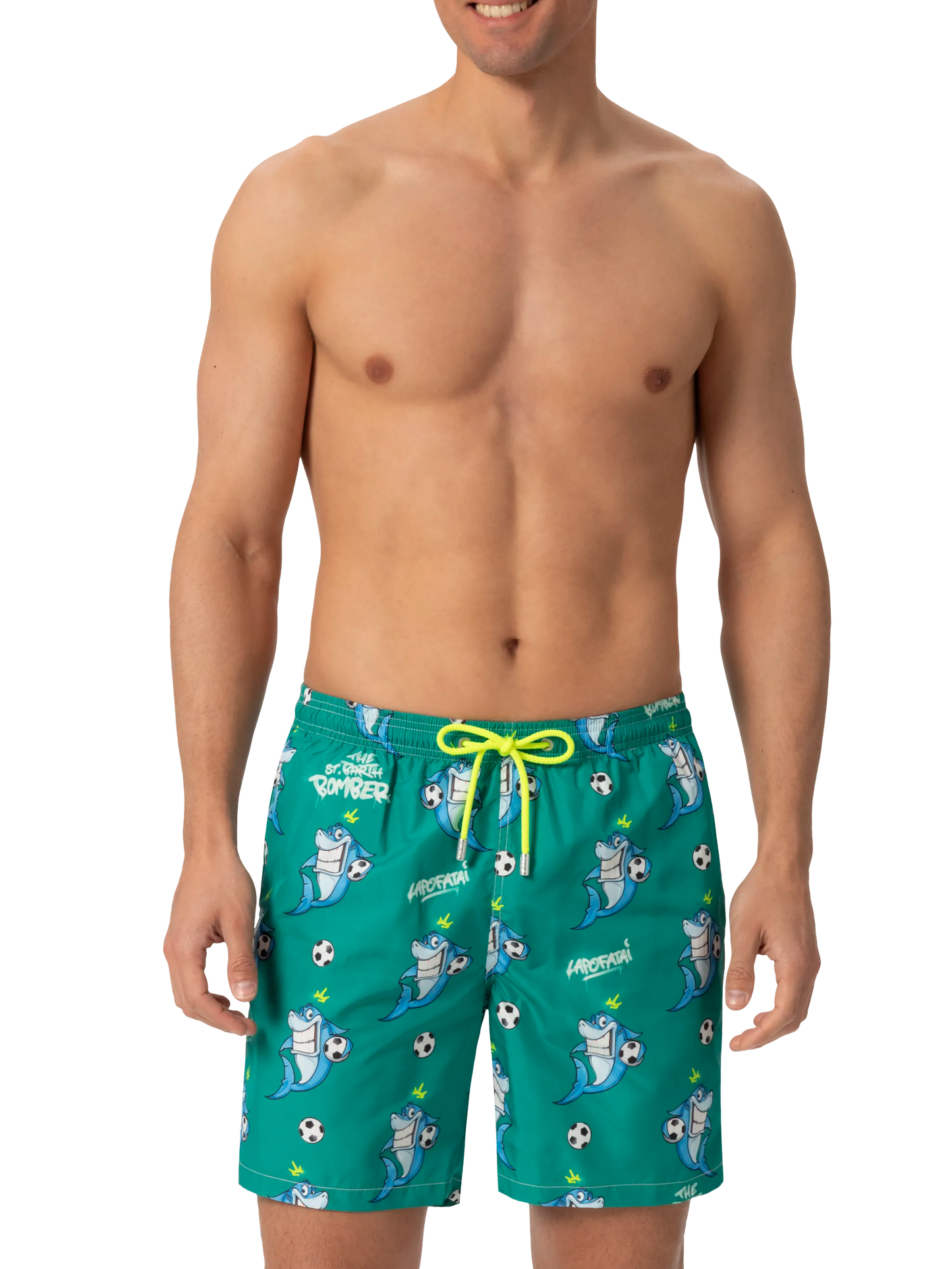 Lightweight fabric swim-shorts Lighting with shark print | CRYPTOPUPPETS SPECIAL EDITION - MC2 Saint Barth