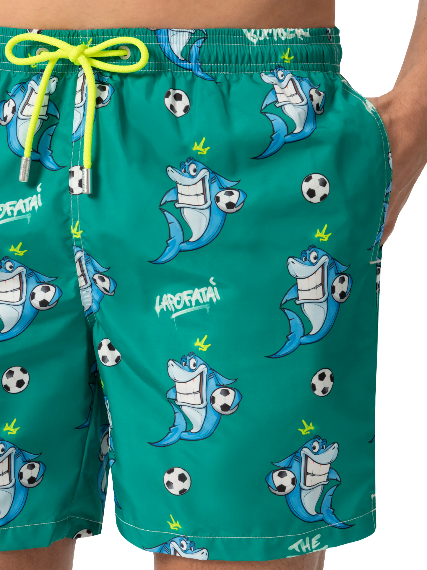 Lightweight fabric swim-shorts Lighting with shark print | CRYPTOPUPPETS SPECIAL EDITION - MC2 Saint Barth
