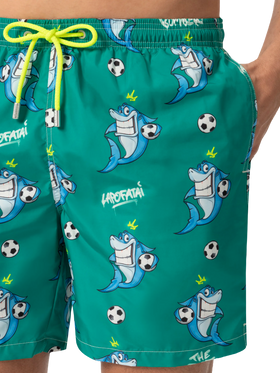 Lightweight fabric swim-shorts Lighting with shark print | CRYPTOPUPPETS SPECIAL EDITION - MC2 Saint Barth