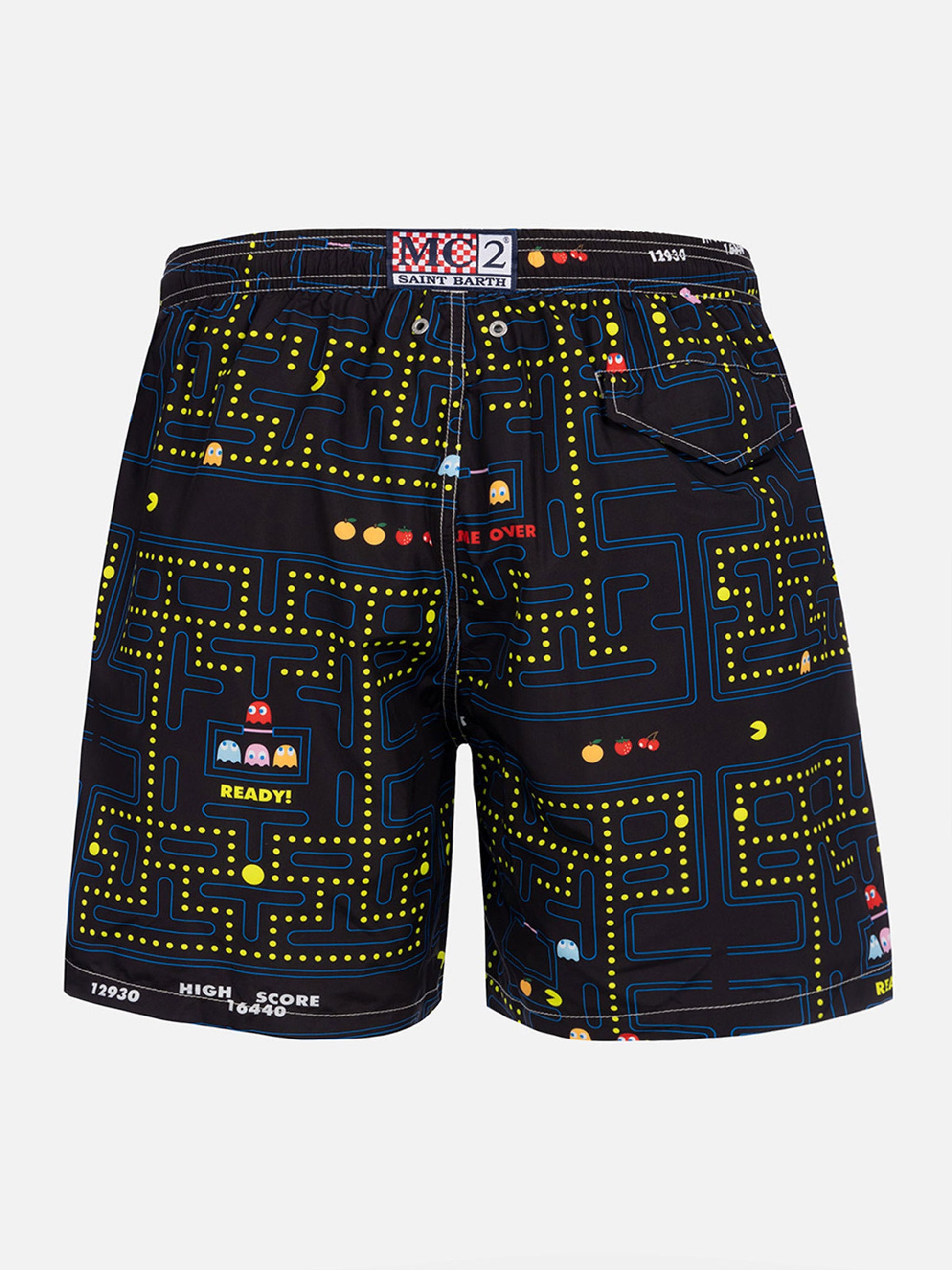Lightweight fabric swim-shorts Lighting with Pac-Man print|PAC-MAN SPECIAL EDITION - MC2 Saint Barth