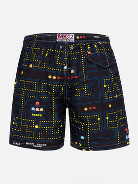 Lightweight fabric swim-shorts Lighting with Pac-Man print|PAC-MAN SPECIAL EDITION - MC2 Saint Barth