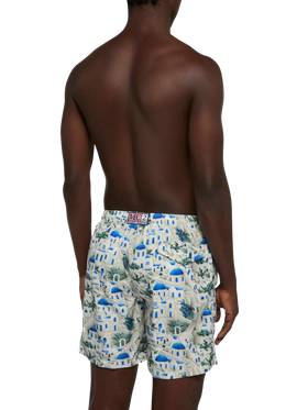 Lightweight fabric swim-shorts Lighting with Greek house print | AI CO-CREATED DESIGN BY RICKDICK - POWERED BY RED-EYE - MC2 Saint Barth