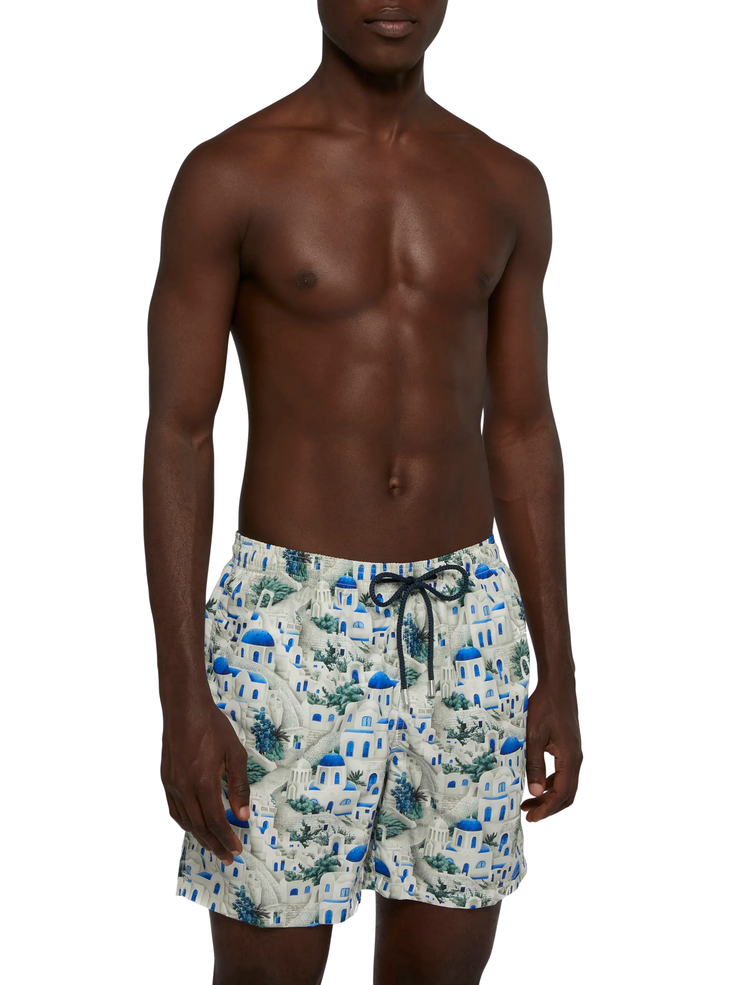 Lightweight fabric swim-shorts Lighting with Greek house print | AI CO-CREATED DESIGN BY RICKDICK - POWERED BY RED-EYE - MC2 Saint Barth