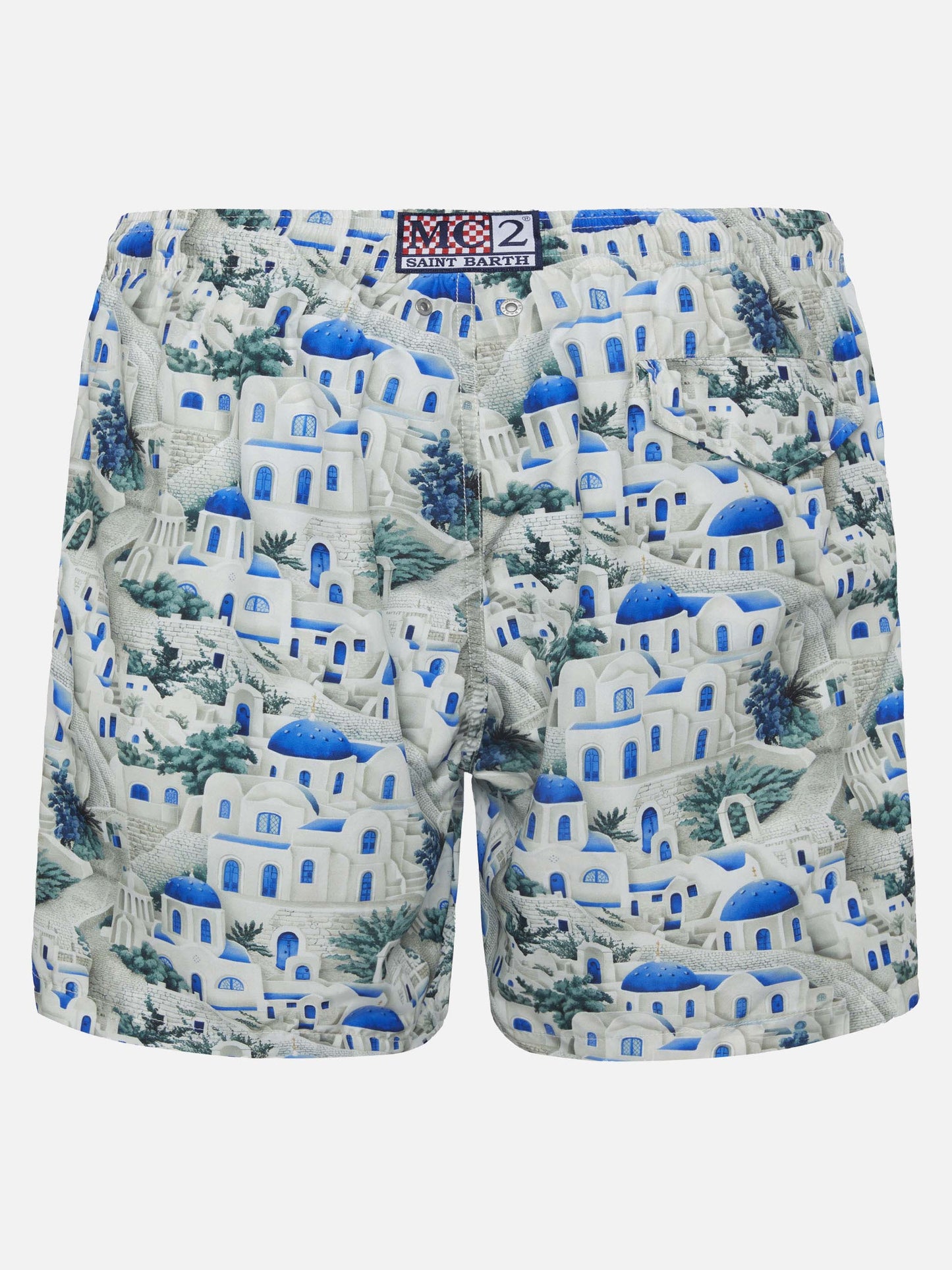 Lightweight fabric swim-shorts Lighting with Greek house print | AI CO-CREATED DESIGN BY RICKDICK - POWERED BY RED-EYE - MC2 Saint Barth
