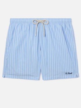Short de bain Lighting à rayures bleu clair avec broderie St. Barth 