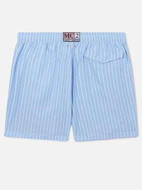 Short de bain Lighting à rayures bleu clair avec broderie St. Barth 