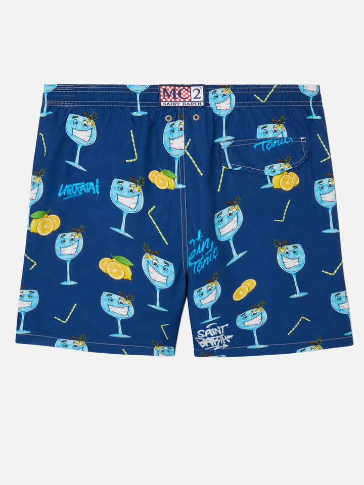 Herren-Badeshorts aus leichtem Stoff Lighting mit Cryptopuppets-Aufdruck | CRYPTOPUPPET-SONDERAUSGABE
