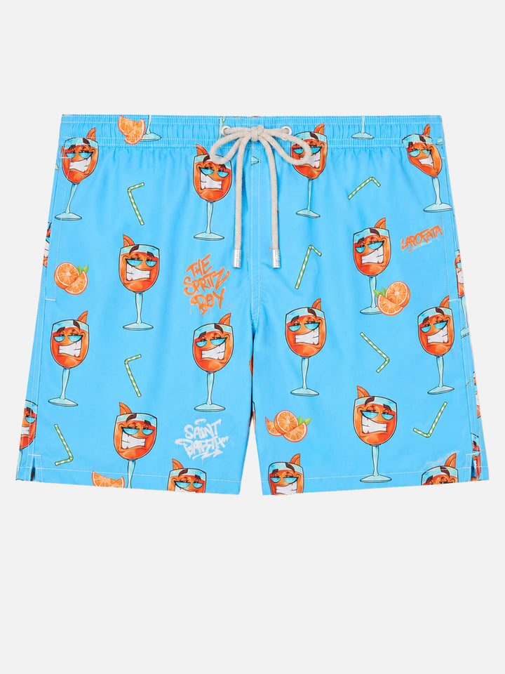 Herren-Badeshorts aus leichtem Stoff Lighting mit Cryptopuppets-Aufdruck | CRYPTOPUPPET-SONDERAUSGABE