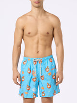 Man lightweight fabric swim-shorts Lighting with Cryptopuppets print | CRYPTOPUPPETS SPECIAL EDITION