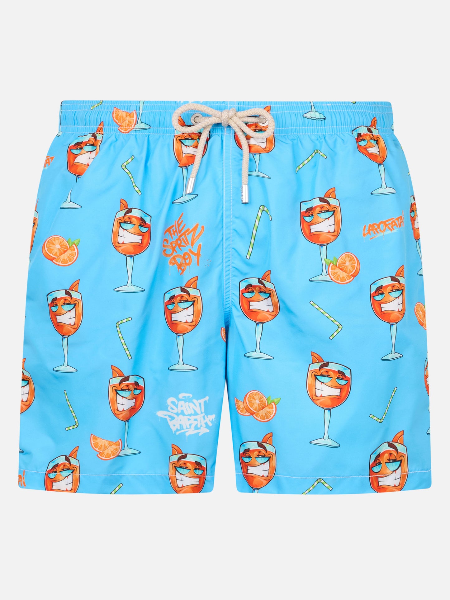 Man lightweight fabric swim-shorts Lighting with Cryptopuppets print | CRYPTOPUPPETS SPECIAL EDITION
