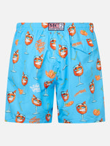 Man lightweight fabric swim-shorts Lighting with Cryptopuppets print | CRYPTOPUPPETS SPECIAL EDITION