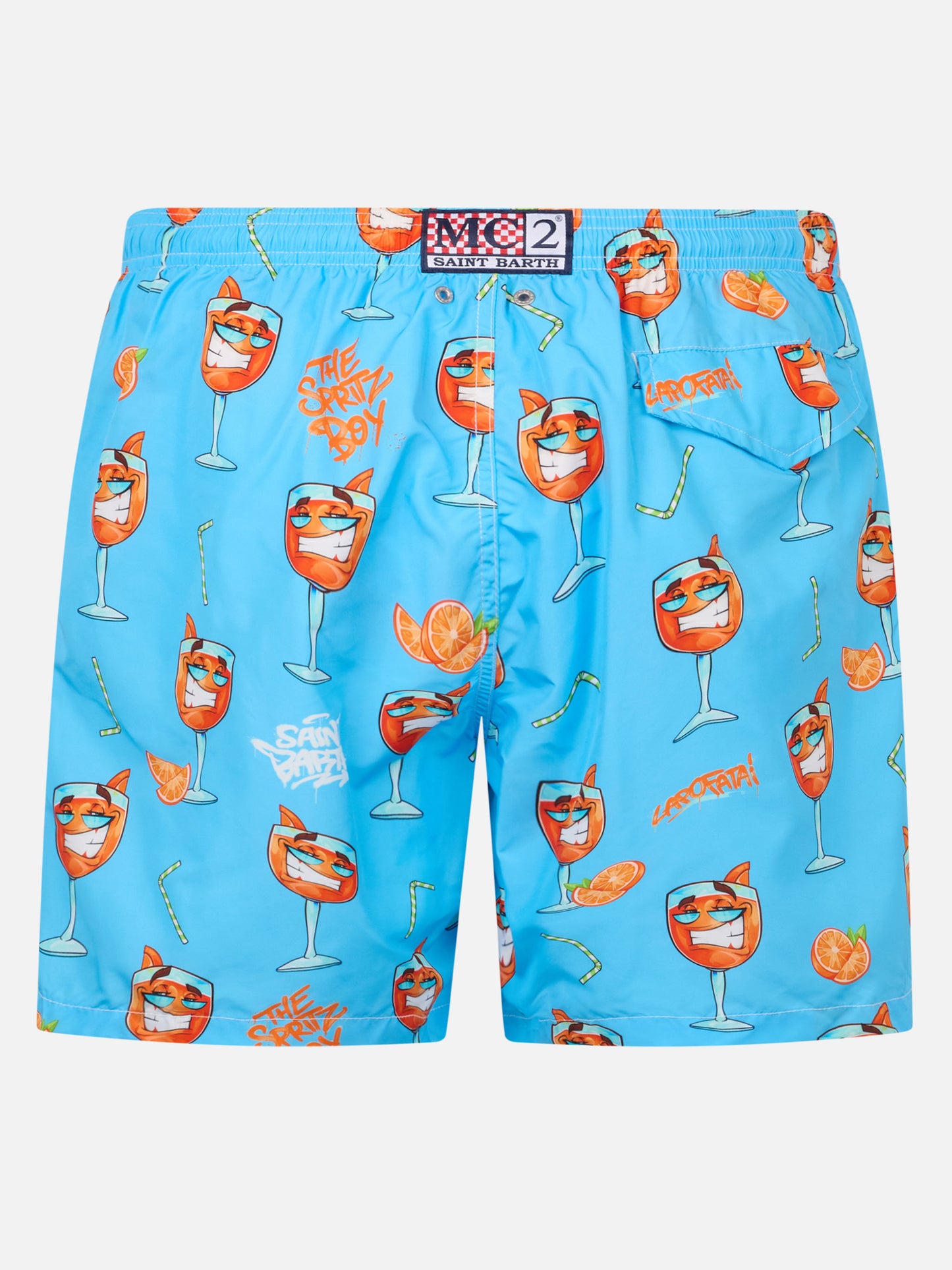 Man lightweight fabric swim-shorts Lighting with Cryptopuppets print | CRYPTOPUPPETS SPECIAL EDITION