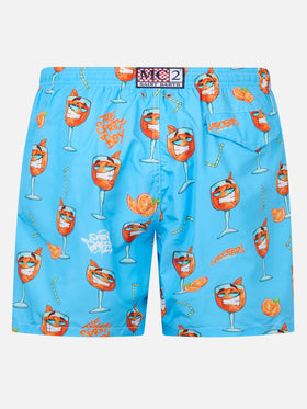 Man lightweight fabric swim-shorts Lighting with Cryptopuppets print | CRYPTOPUPPETS SPECIAL EDITION