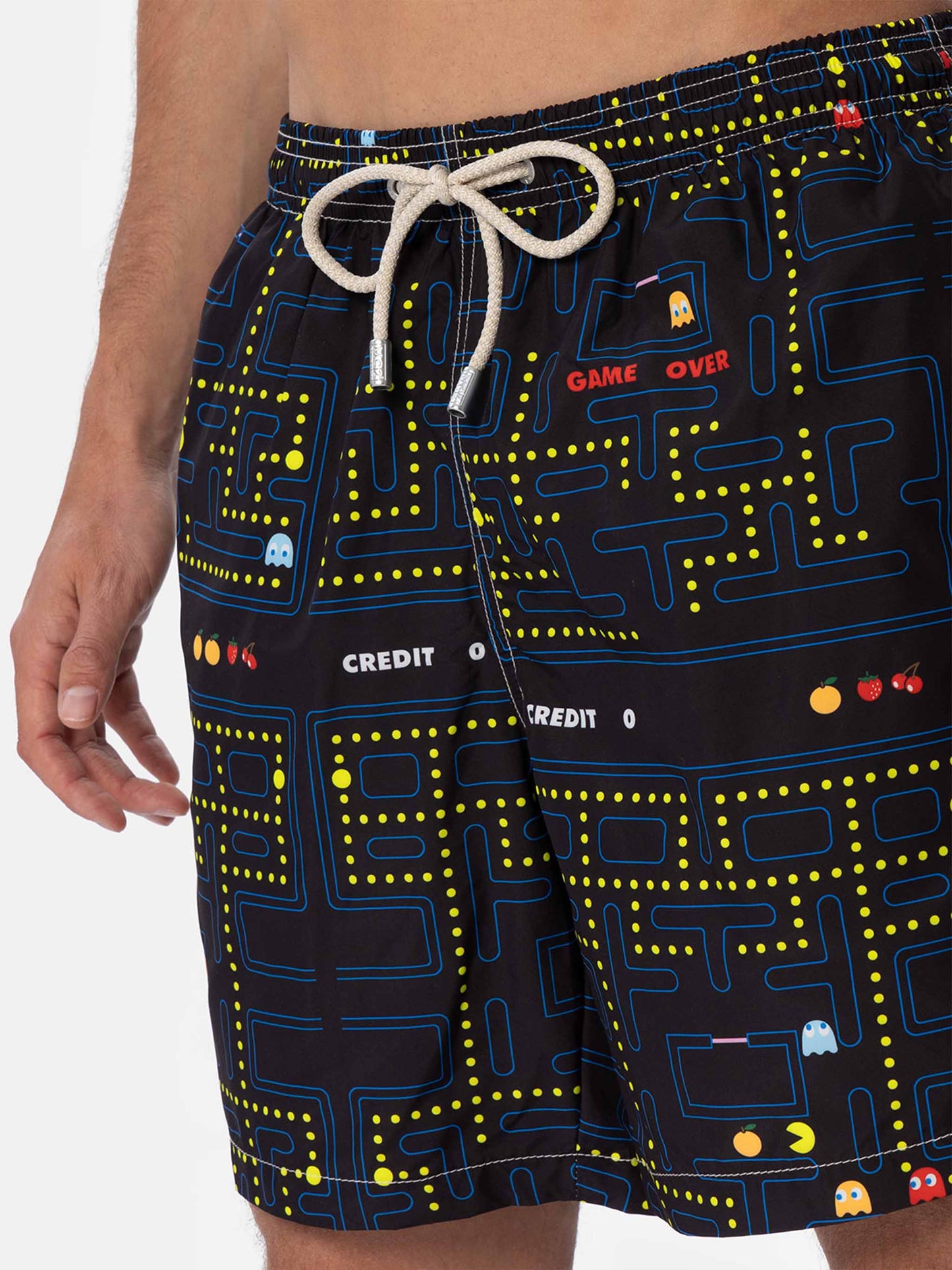 Lightweight fabric swim-shorts Lighting with Pac-Man print|PAC-MAN SPECIAL EDITION - MC2 Saint Barth