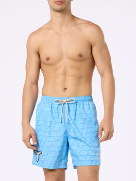 Lightweight fabric swim-shorts Lighting with Lazio print | SS LAZIO SPECIAL EDITION - MC2 Saint Barth