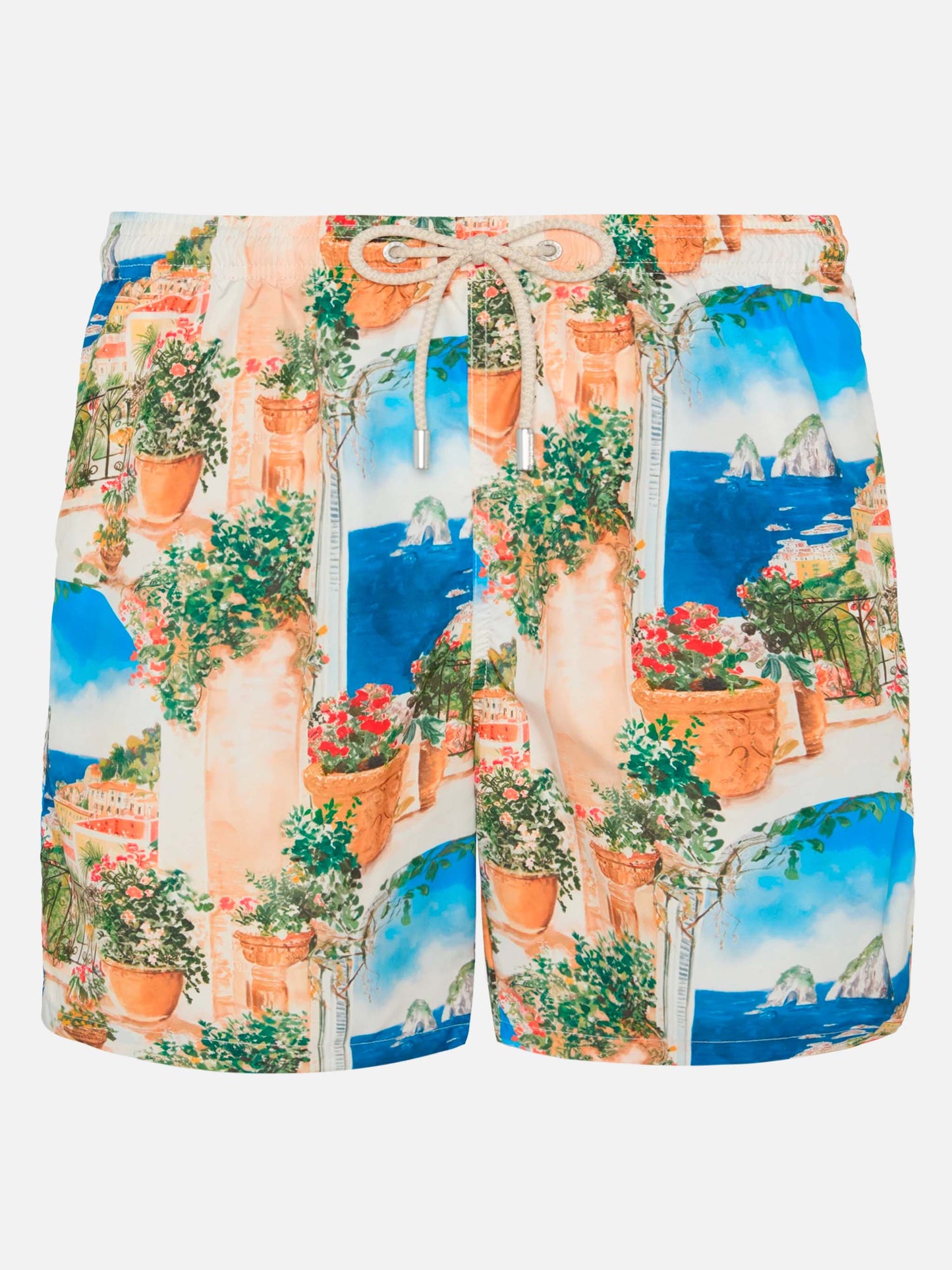 Lightweight fabric swim-shorts Lighting with Capri view print | AI CO-CREATED DESIGN BY RICKDICK - POWERED BY RED-EYE