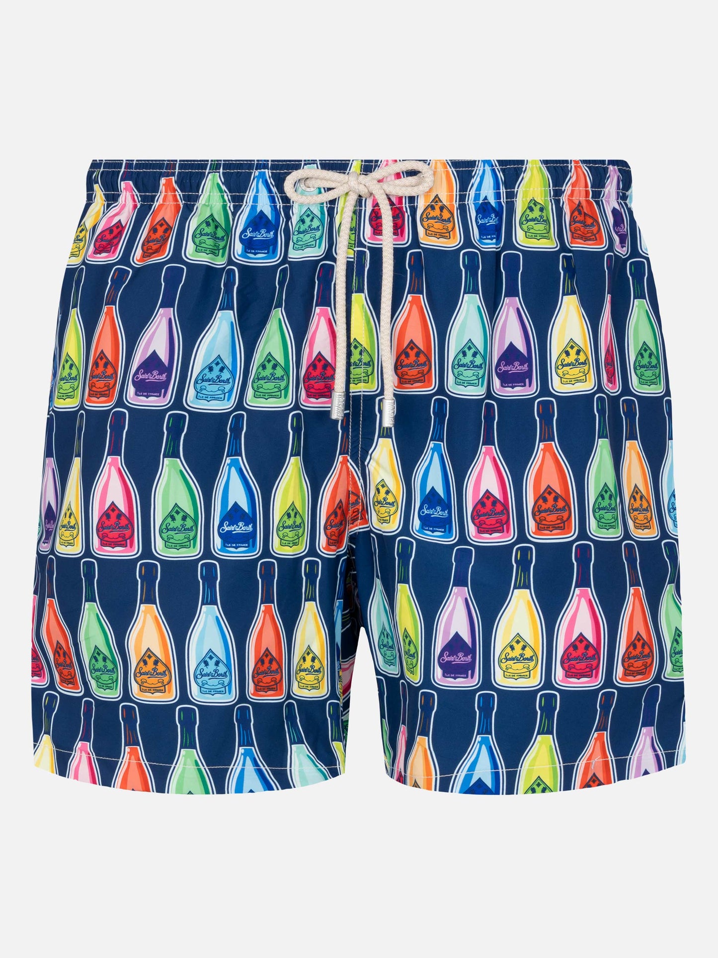 Lightweight fabric swim-shorts Lighting with bottles print - MC2 Saint Barth