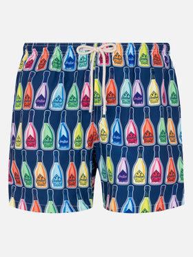 Lightweight fabric swim-shorts Lighting with bottles print - MC2 Saint Barth