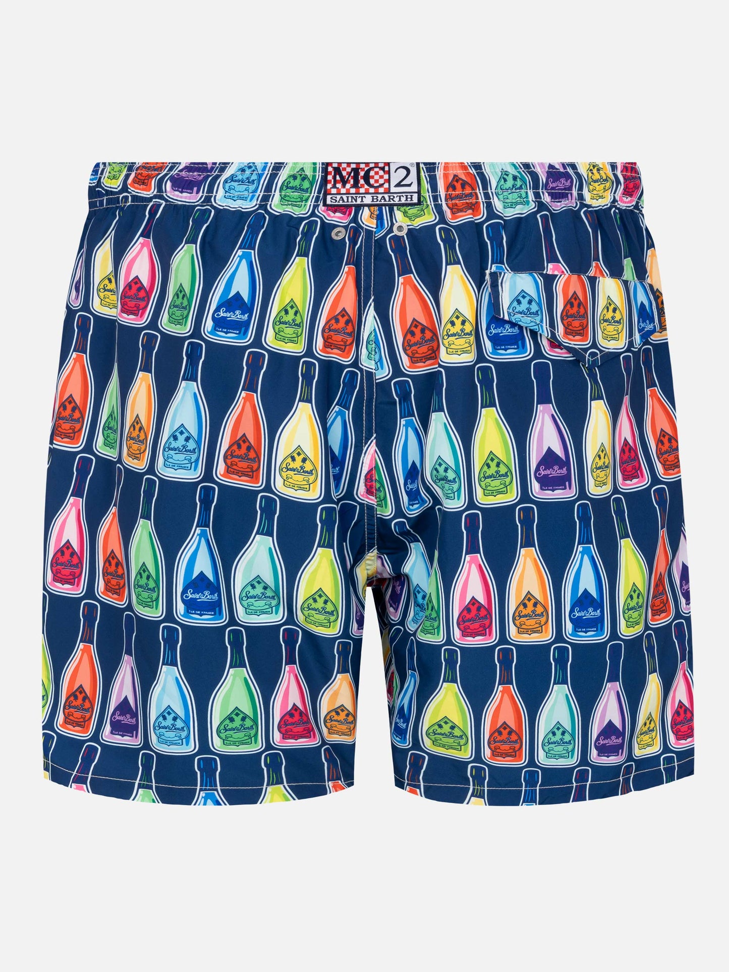 Lightweight fabric swim-shorts Lighting with bottles print - MC2 Saint Barth