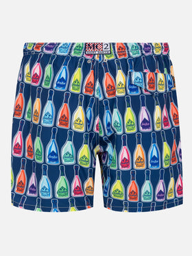 Lightweight fabric swim-shorts Lighting with bottles print - MC2 Saint Barth