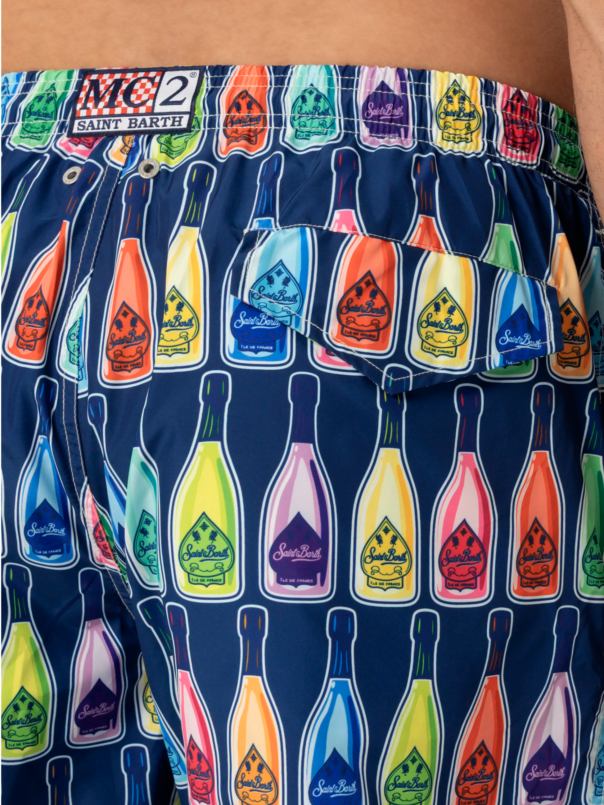 Lightweight fabric swim-shorts Lighting with bottles print - MC2 Saint Barth