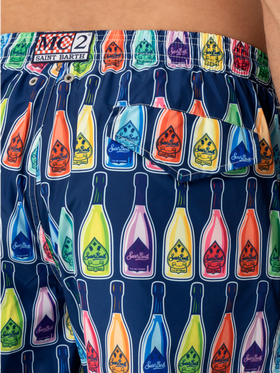 Lightweight fabric swim-shorts Lighting with bottles print - MC2 Saint Barth