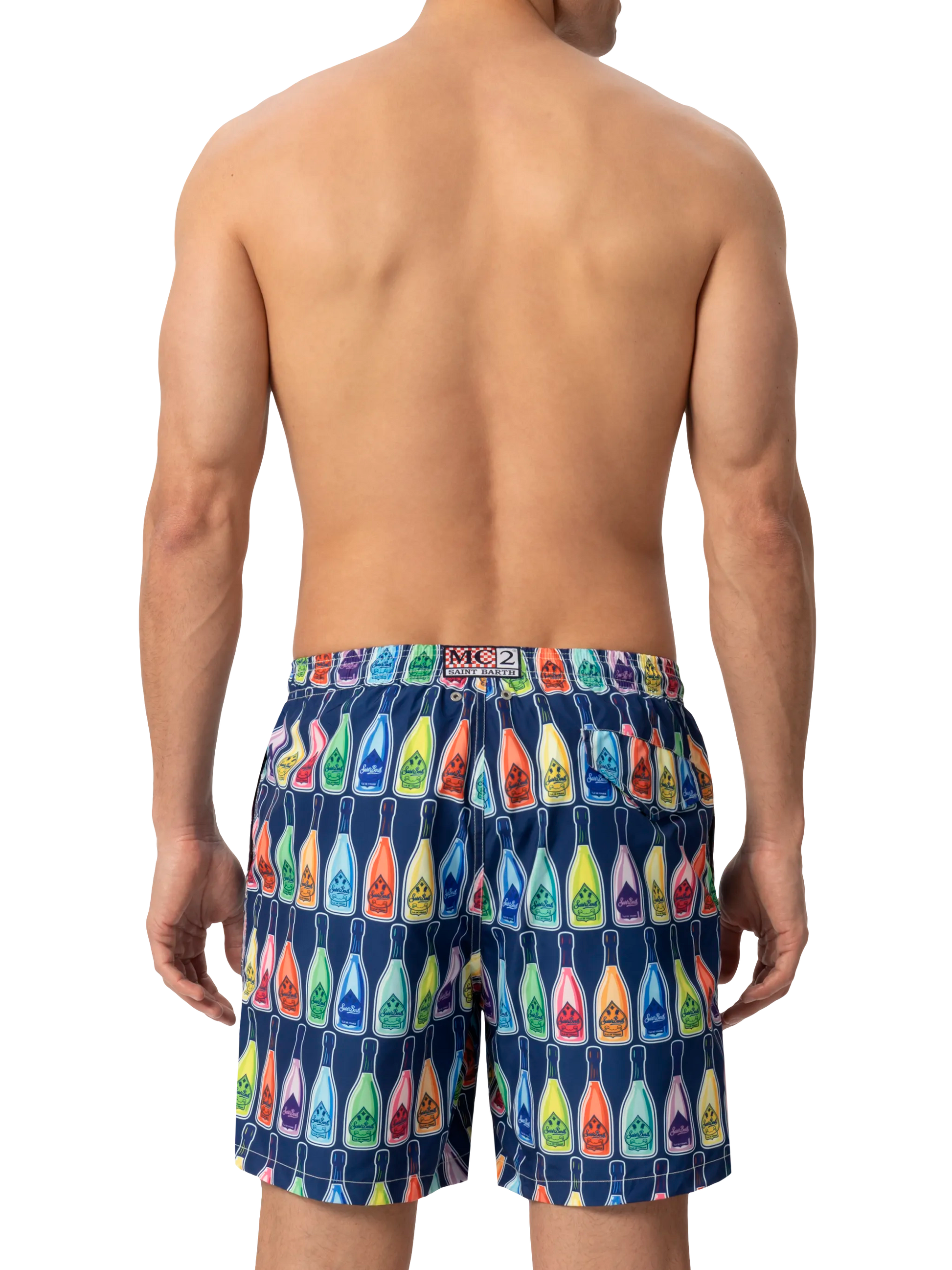 Lightweight fabric swim-shorts Lighting with bottles print - MC2 Saint Barth