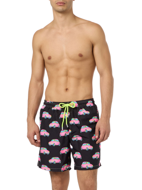 Man light fabric swim shorts with cars print | MARCO LODOLA SPECIAL EDITION - MC2 Saint Barth