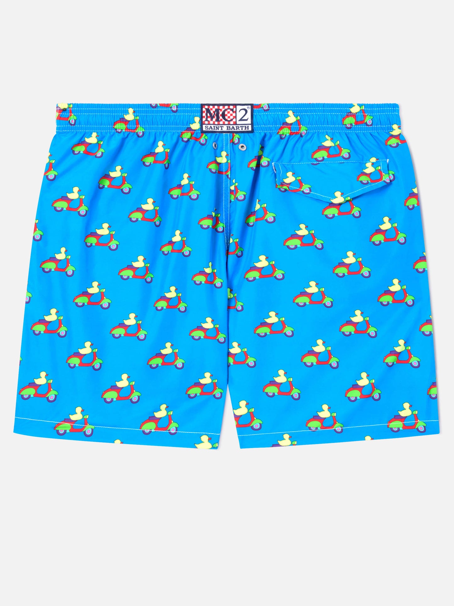Bañador azul con estampado de patos en scooters | Edición Especial 