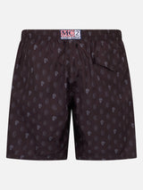 Man lightweight fabric swim shorts with Milan logo print and patch | AC MILAN SPECIAL EDITION